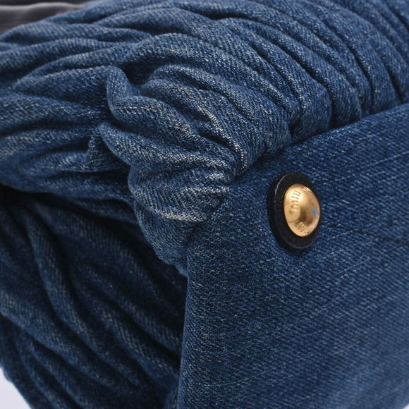 Miu Miu Matelasse Blue Black Denim Handbag - Picture 5 of 12